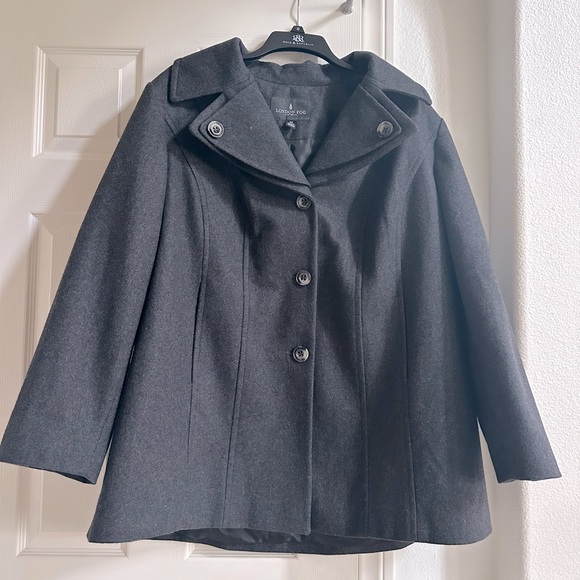 London Fog Single Breasted Gray Pea coat 2X - Picture 1 of 10